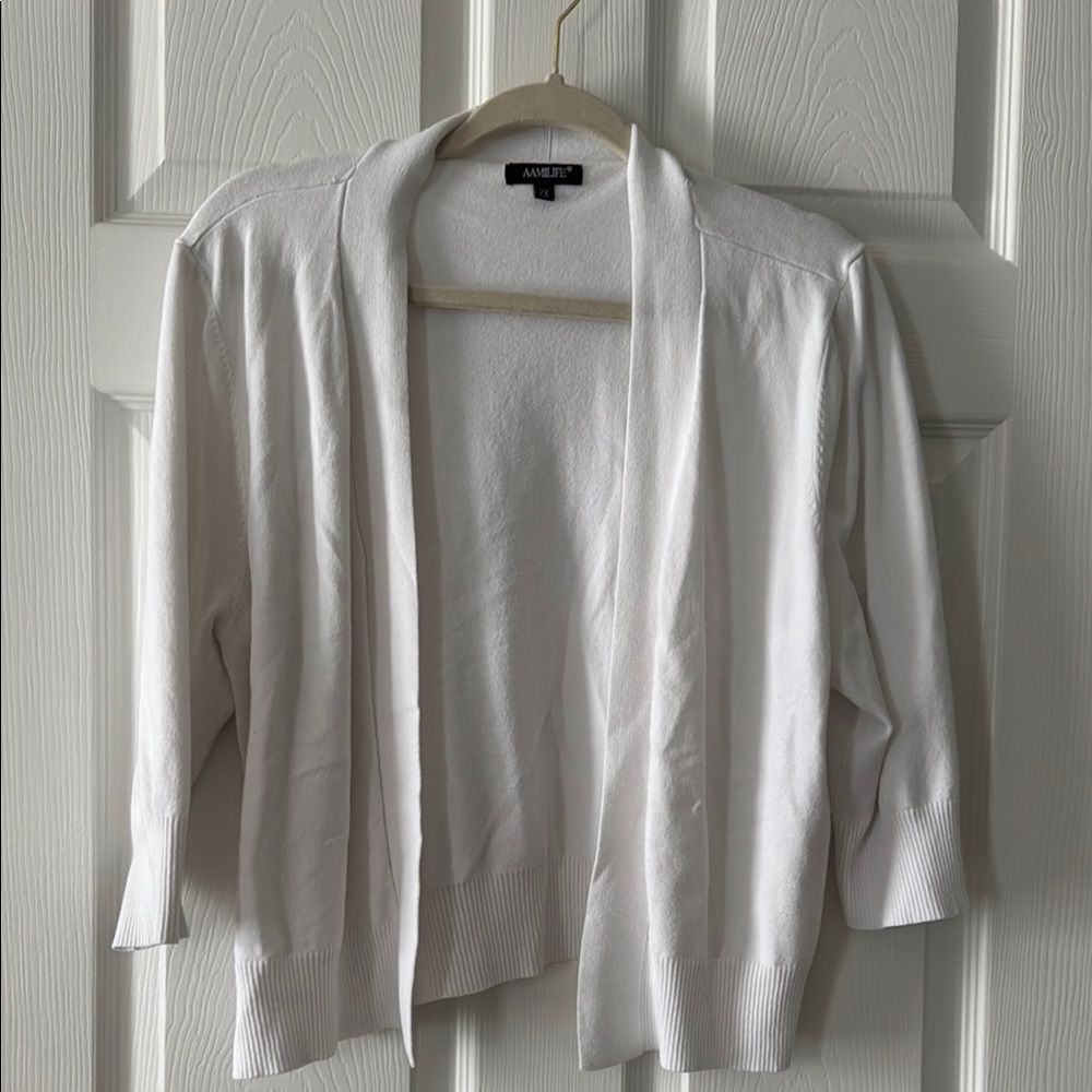 Elegant White Open-Front Cardigan